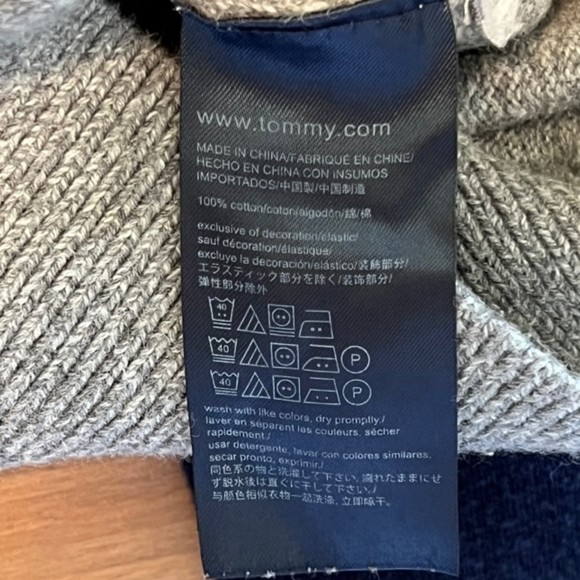 Tommy Hilfiger Mens Blue Gray Color Block Crewneck Cotton Knit Sweater Sz Medium - Picture 6 of 9